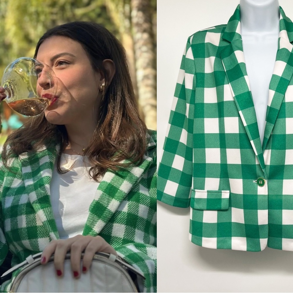 Gingham Checkered Plaid Print Structured Lightwei… - image 1